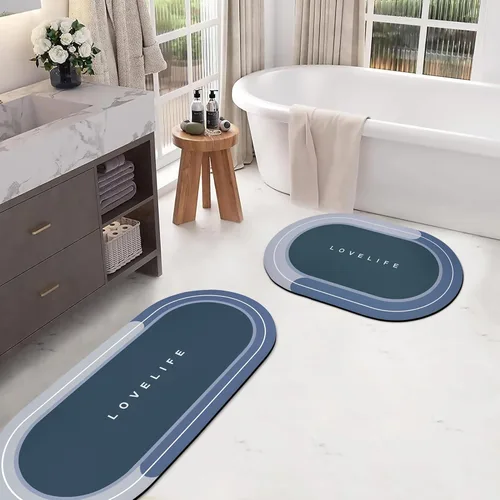 Miniatura 17 de Tapetes de baño de goma de secado rápido, antideslizantes, súper absorbentes, de secado instantáneo, alfombra de baño frente al fregadero de la Beige