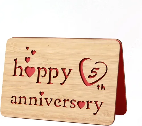 Miniatura 46 de Tarjeta de felicitación de madera para el primer aniversario, hecha a mano, 1 año, aniversario de boda, tarjeta de primer aniversario para ella, él
