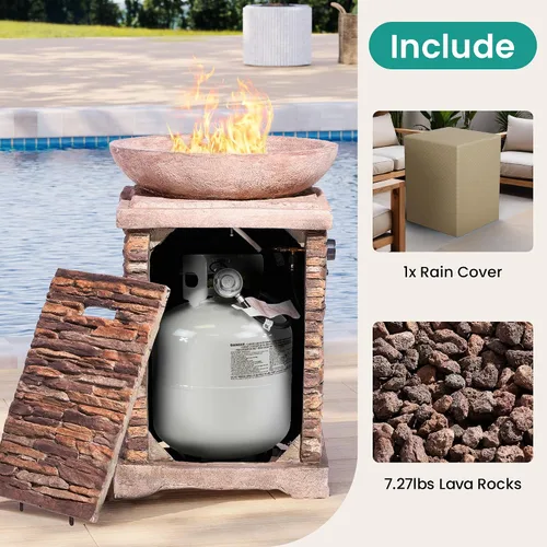 Miniatura 4 de SUNBURY Hoguera de Propano al Aire Libre, Hoguera de Gas para Patio Exterior, Mesa de Fuego al Aire Libre de Piedra, Columna de Fuego 40,000 BTU
