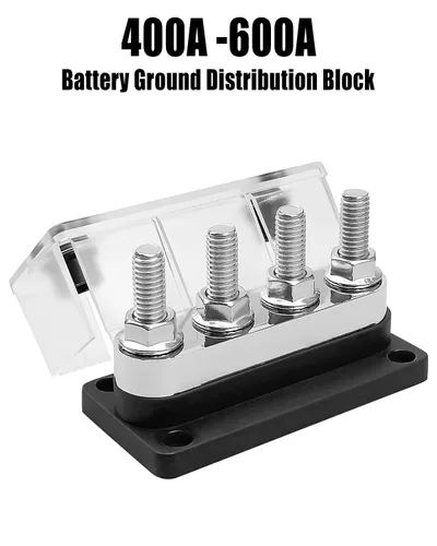 Miniatura 2 de GMURA Barra de bus resistente 12-48V 600A Max, 4 pernos M10 (3/8 pulgadas) Bloque de terminales de barra colectora de cobre de alta corriente