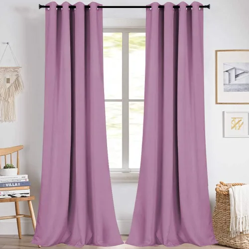 Miniatura 109 de KEQIAOSUOCAI Cortinas rosa bebé de 63 pulgadas para habitación de niñas - Con aislamiento térmico que oscurece la habitación, cortinas de ventana