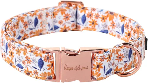 Miniatura 25 de Unique style paws - Collar para perro con hebilla de metal, naranja, duradero, lindo collar para perros pequeños, medianos y grandes