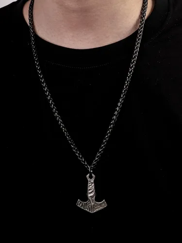 Miniatura 6 de HAQUIL Joyería vikinga, collar con colgante de talismán vikingo de acero inoxidable de hierro forjado antiguo, regalo de joyería vikinga para hombres