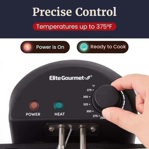 Miniatura 5 de Elite Gourmet EDF475 Freidora eléctrica de 4.2 cuartos de galón de capacidad de aceite con perilla de temperatura, 1 cesta de 4 cuartos de galón