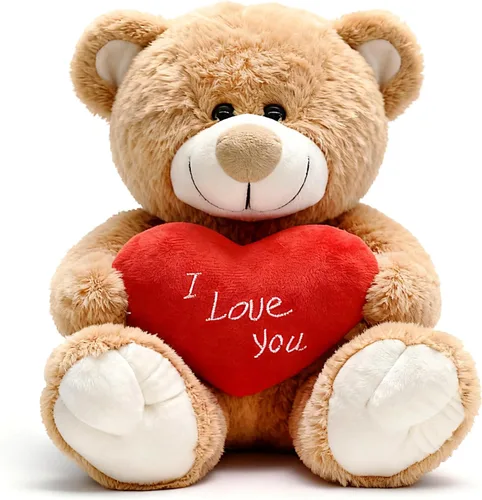 Miniatura 8 de ¡Te quiero! Oso de peluche de 10 pulgadas con corazón rojo, muñeca de oso de peluche suave, juguetes de peluche, regalos para ella/novia, amante