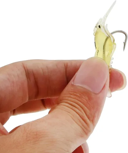 Miniatura 6 de 15 ganchos de cebo de camarón, señuelos de pesca de gambas suaves, señuelos de simulación para trucha y salmón
