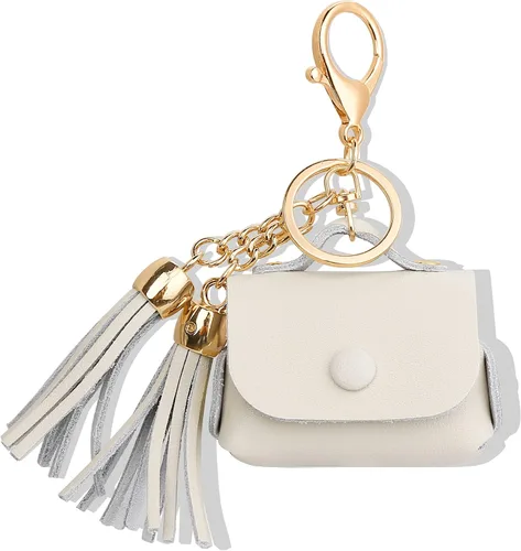 Miniatura 2 de MODOS LOGICOS Funda De Carga De Cuero Genuino Para Apple AirPods Pro - Beige Con Borlas