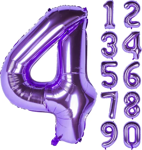 Miniatura 10 de Globos de 40 pulgadas para inflar con helio, de película de aluminio, para fiestas, cierre manual (púrpura 0)