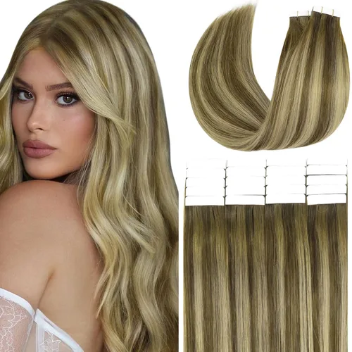 Miniatura 51 de Anrosa Extensiones de cabello humano real de 20 pulgadas, extensiones de cabello humano lacio de doble cara, color negro azabache, 1.76 oz, 20