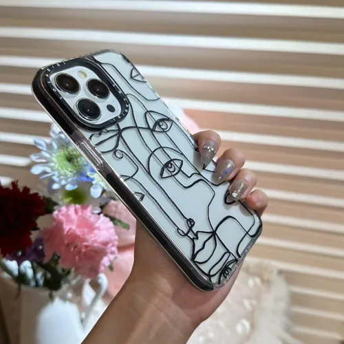 Miniatura 6 de Funda para iPhone 14 Plus, lindo diseño artístico de líneas faciales, diseño kawaii, diseño femenino de dibujos animados para mujeres, niñas