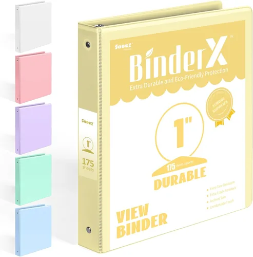 Miniatura 8 de BinderX - Carpeta de 3 anillos redondos extraduradera de 1 pulgada, se adapta a 175 hojas de papel de 8.5 x 11 pulgadas, cubierta personalizable