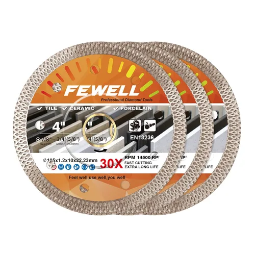 FEWELL Hoja fina estupenda de la teja del diamante de la porcelana de 4 pulgadas 3 unids/lote para cortar azulejos de porcelana de cerámica
