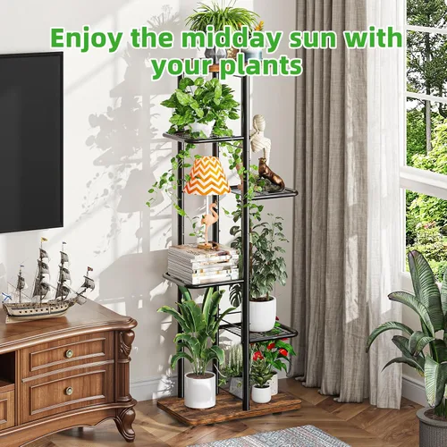 Miniatura 4 de Simple Trending Soporte para plantas para interiores y exteriores, estante para plantas de 6 niveles, soporte alto para macetas, estante