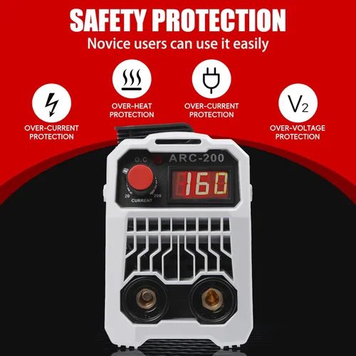 Miniatura 7 de Soldador de palo ARC200 110V, mini máquina de soldadura eléctrica portátil, soldador inversor IGBT con protección de seguridad y control