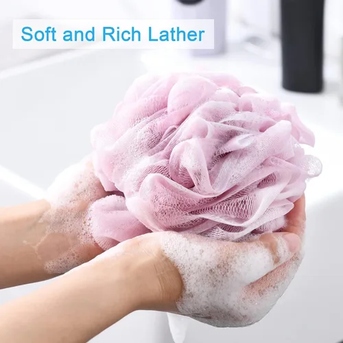 Miniatura 2 de AmazerBath Esponja de Lufa 60g/Pieza, Esponja Exfoliante de Baño Depuradora Corporal, Juego de Lufa de 4 - Blanco Gris-Rosa-Verde Militar-Verde