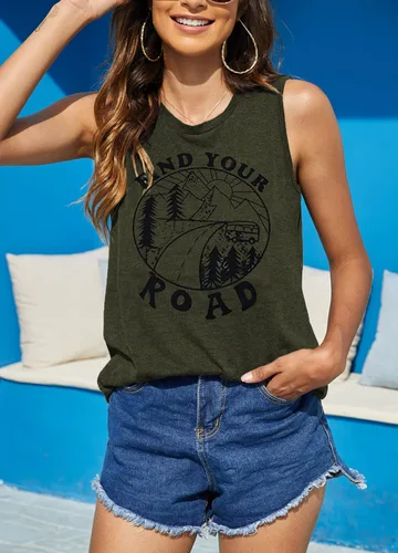 Miniatura 2 de Hount Camisetas sin mangas para mujer, estilo casual, holgadas, con gráficos, cómodas, para verano, básicas, camisetas tipo túnica