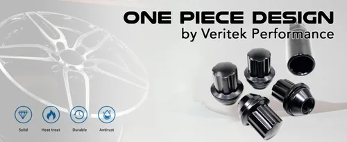Miniatura 8 de Juego de 4 tuercas de rueda Veritek 14x1.5mm 38mm de longitud con llave hexagonal de 21mm y 22mm, negras, grandes, con asiento cónico