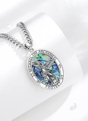 Miniatura 71 de CELESTIA Medallas de plata de ley 925 San Miguel/San Cristóbal/San Benito/San Gabriel/Virgen María/Jesús/Caravaca/Metatrón/Sello de los Siete