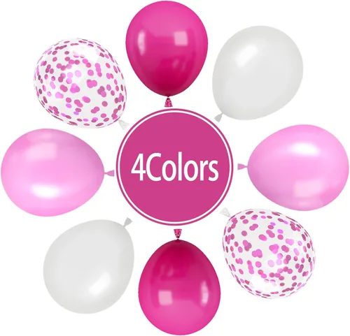Miniatura 2 de Paready Juego de Globos Rosa Intenso, 60 Pzs Globos de Látex Rosa Intenso de 12 Pulgadas, Globos de Confeti Rosa Globos de Fiesta Magenta Intenso