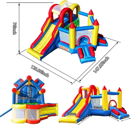 Miniatura 6 de Umbalir Casa de Rebote Inflable para Niños de 3-8 años, Casa de Rebote Acomoda 4-6 Niños, Diversión Segura para Jugar en Interiores/Exteriores
