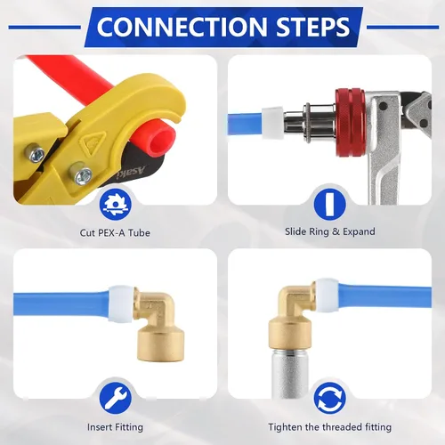 Miniatura 5 de Paquete de 5 YVSKM) 1/2" PEX-A Expansión × 1/2" Hembra NPT codo NPT, conexión roscada de flujo completo de latón sin plomo, certificado ASTM F1960