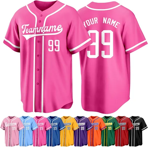 Miniatura 24 de Custom Baseball Jersey Personalized Short Sleeve Team Sport Uniform Baseball Shirt for Men Women Youth Boy
