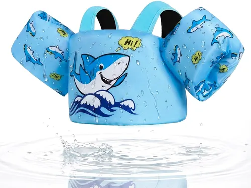 Miniatura 16 de Gogokids Chaleco de natación para niños pequeños, flotadores para niños de 24 a 66 libras, bonita chaqueta de natación de dibujos animados con arnés