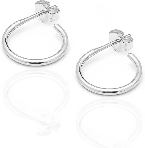 Miniatura 3 de Aretes de aro de plata de ley, plata de ley 925, 0.472 in, 16 ga, aretes de aro para mujer, aretes de aro de plata hipoalergénica, aretes de aro