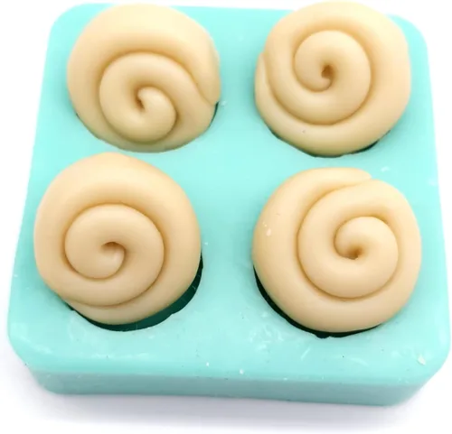 Miniatura 4 de Molde de rollo de canela - 1 pulgada de diámetro - Mini rollos de canela 4 cavidades Moldes de cera para derretir molde de bollo de canela Moldes