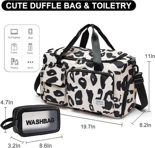 Miniatura 375 de Pequeña bolsa de gimnasio para mujer, bolsa de viaje con compartimento para zapatos
