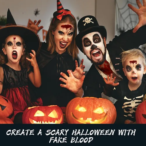 Miniatura 6 de Paquete de 2 piezas de sangre falsa lavable con salpicaduras de sangre, aerosol de sangre falsa para Halloween, gotas de sangre para ojos, pintura