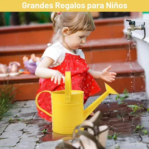 Miniatura 7 de Regadera de metal 1.5L/51oz, arte de hierro para plantas al aire libre, amarillo