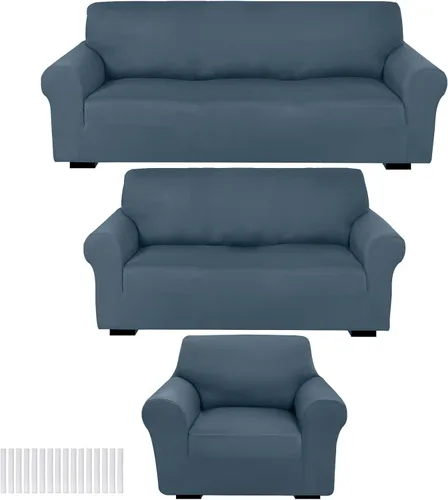 Miniatura 21 de Peryiter Juego de 3 Fundas para Sofá, Cubiertas de Muebles para Sofá, Loveseat, Sillón, Ajuste de Forma Elástico, Sin Arrugas, Protector de Muebles