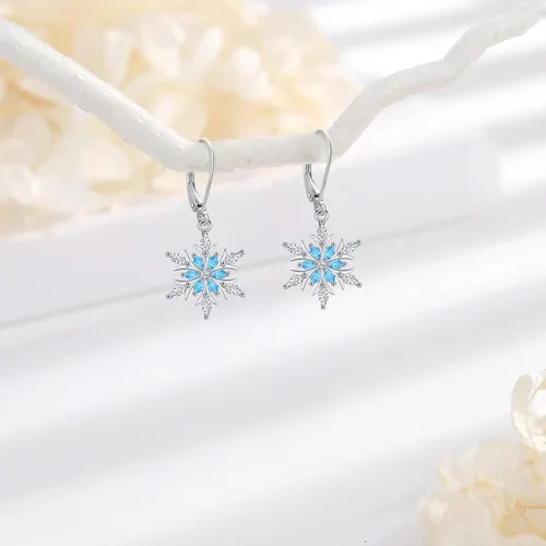 Miniatura 28 de Aretes colgantes de plata de ley con diseño de árbol de la vida, flor, abeja, animales, gato, colibrí, piedra lunar, turquesa, aretes con cierre