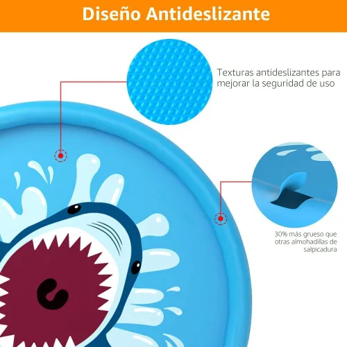 Miniatura 3 de Jasonwell - Alfombra de juego con aspersor de agua, juguetes inflables de exterior para bebés y niños pequeños, piscina infantil para patio trasero
