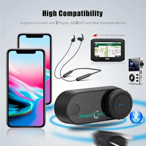 Miniatura 6 de FreedConn Auriculares Bluetooth para motocicleta TCOM VB - Altavoces para casco de motocicleta, 3 riders Paring 800M 2 Riders Talking Helmet