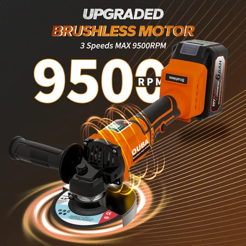 Miniatura 5 de Amoladora angular inalámbrica compatible con batería Dewalt de 20 V Max, 3 velocidades variables, motor sin escobillas con LED, soporte de Naranja