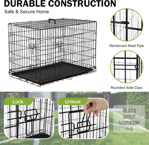 Miniatura 3 de Jaula negra para perros de 24 pulgadas, grande, XXL, plegable para perros grandes, jaulas de alambre de metal, jaula de segregación de animales