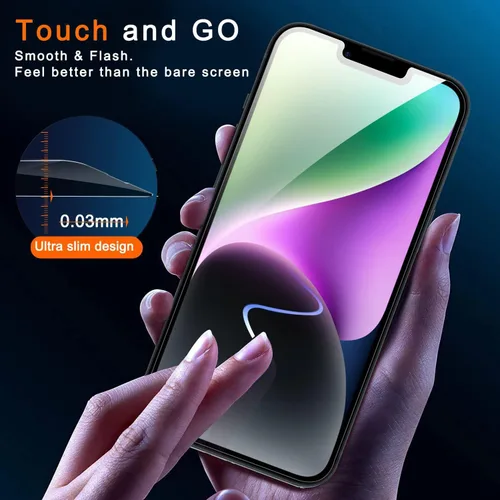 Miniatura 7 de Ferilinso Protector de pantalla de privacidad para iPhone 13 y iPhone 14, paquete de 2 protectores de pantalla de vidrio templado antiespía 9H