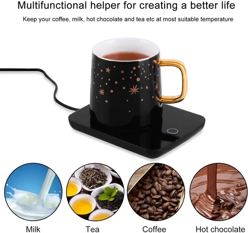 Miniatura 9 de Misby calentador de tazas, calentador de tazas de café con apagado automático, calentador de café por inducción por gravedad para uso en el Negro