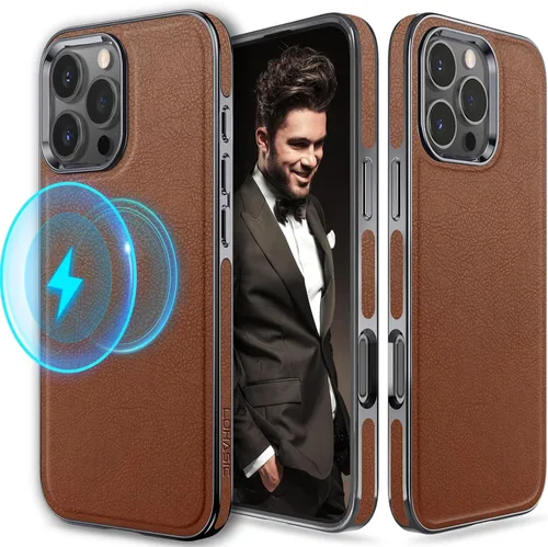 Miniatura 26 de LOHASIC Funda de cuero para iPhone 17 Pro, compatible con MagSafe Professional Business Style Funda protectora de piel sintética de primera calidad