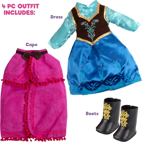 Miniatura 2 de Conjunto inspirado en la película Anna Frozen, 3 piezas, ropa y accesorios para muñecas de 18 pulgadas compatibles con muñecas American Girl, juego