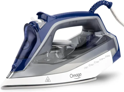 OMAIGA Plancha de vapor para ropa, plancha de ropa de 1750 W con suela de cerámica, potente vapor, apagado automático de 3 vías, autolimpieza y Gris