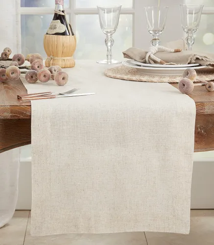 Miniatura 3 de SARO LIFESTYLE Toscana Collection Camino de mesa liso, 16 x 36 pulgadas, natural