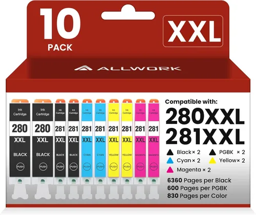 Miniatura 17 de ALLWORK 280XXL 281XXL Compatible con cartuchos de tinta Canon 280 y 281 PGI-280XXL CLI-281XXL para Canon TR8620a Cartuchos de tinta para Pixma