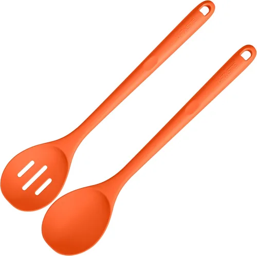 Miniatura 16 de Cuchara ranurada resistente al calor de 600ºF: U-Taste - Cuchara de cocina sólida de cocina de 13.3 pulgadas, utensilio de goma antiadherente de (4)