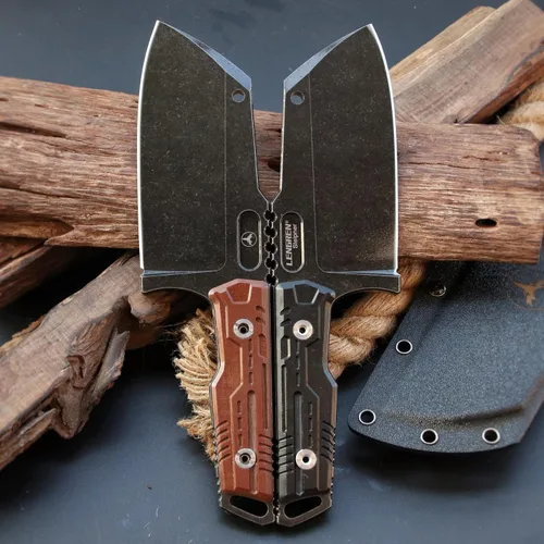 Miniatura 3 de Cuchillo de táctica de alta resistencia, hoja fija de espiga completa, mango de lino de acero Sleipner, para caza, camping, caza