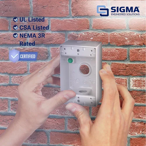 Miniatura 6 de SIGMA ENGINEERED SOLUTIONS 14250WH Caja de Salida Eléctrica de Metal, Resistente a la Intemperie, Protector de Enchufe y Receptáculo de Montaje