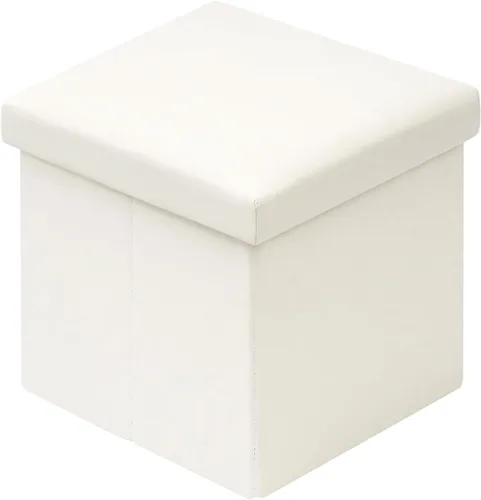 Miniatura 12 de B FSOBEIIALEO Cubo otomano plegable de almacenamiento con piel sintética para sala de estar, dormitorio, oficina en casa, reposapiés de Negro