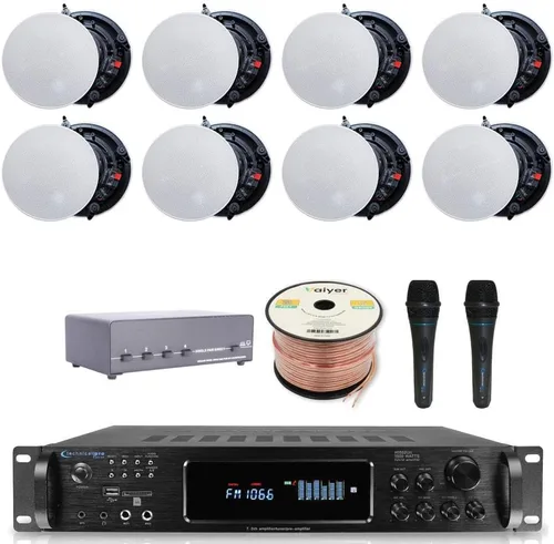 Miniatura 10 de Vaiyer Kit de sistema de audio para el hogar, amplificador Bluetooth de 7.2 canales de 1500 W con 8 altavoces de techo enmarcados de 8 pulgadas